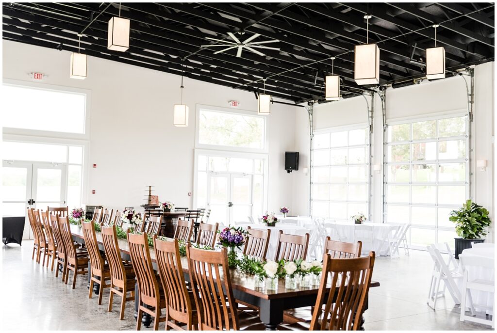 Wedding reception set up inside Ruby Cora's exclusive modern indoor space.